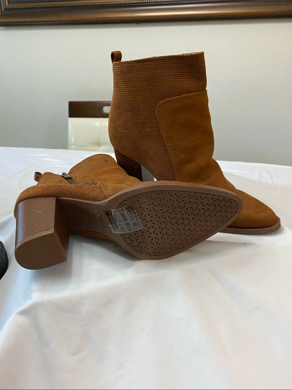 Qupid Tan Suede Wedge Ankle Booties